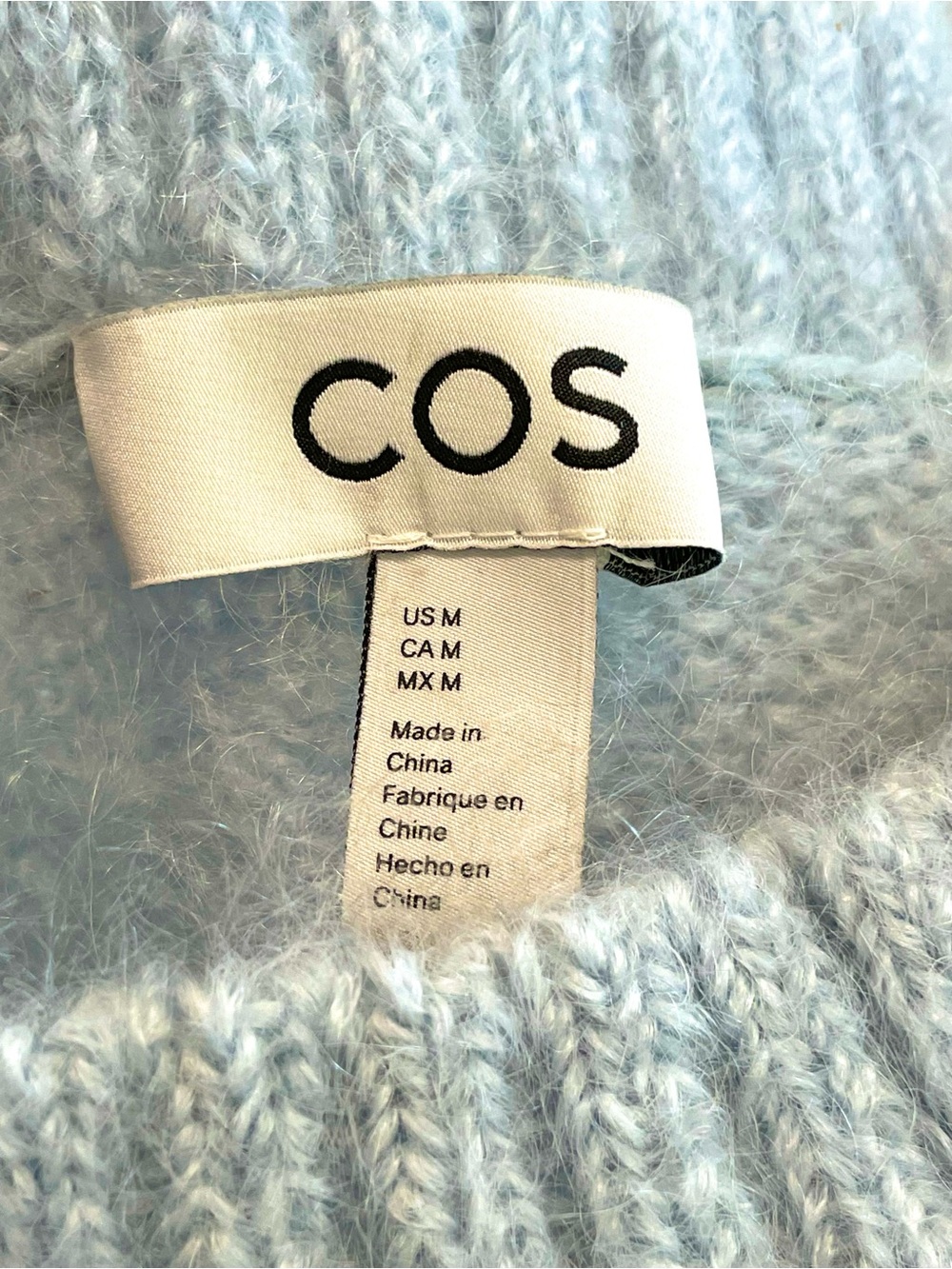 COS Mohair Wool Oversized Jumper M Light Blue Crewneck Cozy Sweater Minimalist - Picture 3 of 13